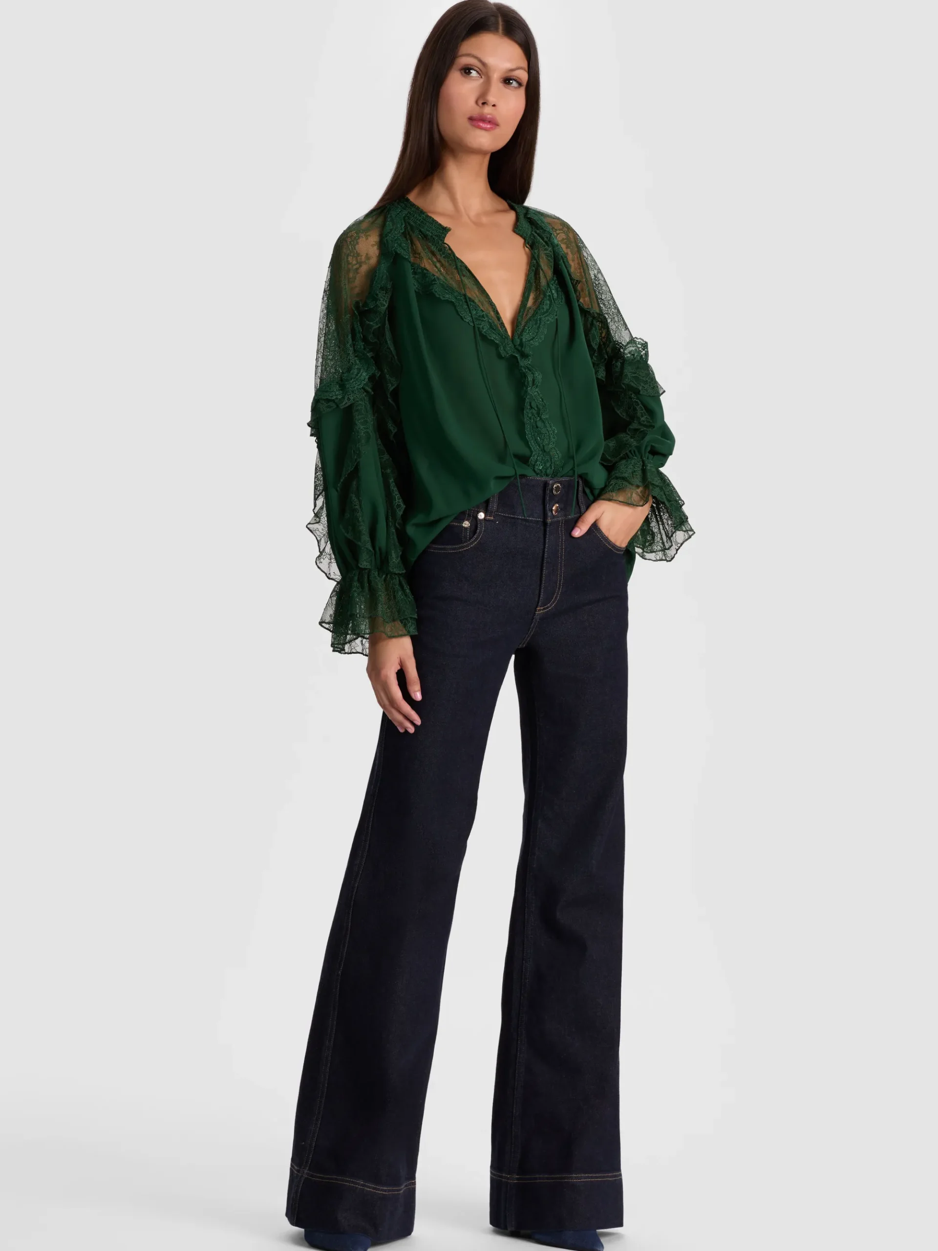 Alice and Olivia ALEENA LACE BLOUSE