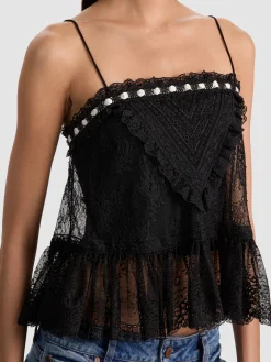 Alice and Olivia ALESSIA LACE TOP