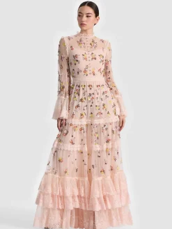 Alice and Olivia ALLEGRA EMBELLISHED LACE MAXI GOWN