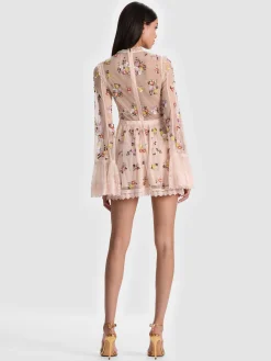 Alice and Olivia ALLEGRA EMBELLISHED LACE MINI GOWN