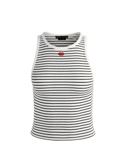 Alice and Olivia ALLEN EMBROIDERED TANK TOP