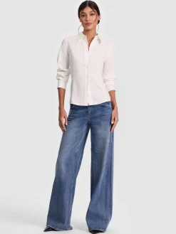 Alice and Olivia AMELIA BUTTON DOWN WITH LACE UP BACK