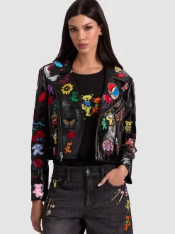 Alice and Olivia A+O X GRATEFUL DEAD CODY VEGAN MOTO JACKET