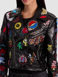 Alice and Olivia A+O X GRATEFUL DEAD CODY VEGAN MOTO JACKET