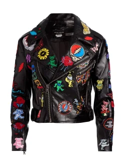 Alice and Olivia A+O X GRATEFUL DEAD CODY VEGAN MOTO JACKET