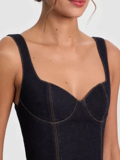 Alice and Olivia AVA SWEETHEART DENIM BUSTIER
