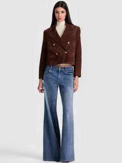 Alice and Olivia AVERY SUEDE DOUBLE BREASTED BLAZER