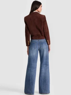 Alice and Olivia AVERY SUEDE DOUBLE BREASTED BLAZER