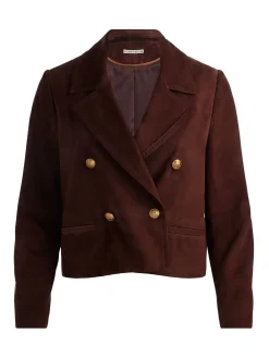 Alice and Olivia AVERY SUEDE DOUBLE BREASTED BLAZER