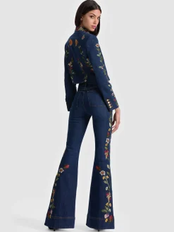 Alice and Olivia BEAUTIFUL EMBROIDERED JEAN
