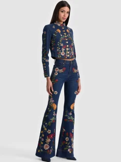 Alice and Olivia BEAUTIFUL EMBROIDERED JEAN