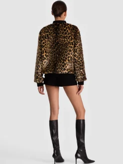 Alice and Olivia BECKY REVERSIBLE FAUX FUR BOMBER JACKET