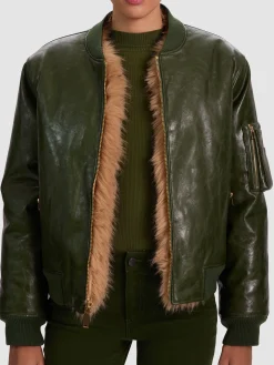 Alice and Olivia BECKY REVERSIBLE FAUX FUR BOMBER JACKET