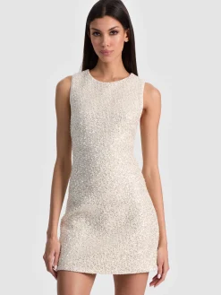 Alice and Olivia CADE EMBELLISHED TWEED MINI DRESS