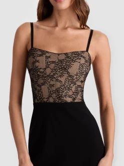 Alice and Olivia CARLA LACE CORSET MINI DRESS
