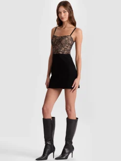 Alice and Olivia CARLA LACE CORSET MINI DRESS