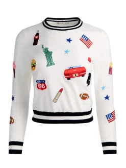 Alice and Olivia CAROLANN AMERICANA SHRUNKEN PULLOVER
