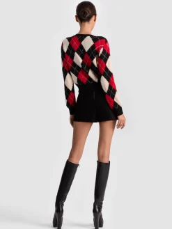Alice and Olivia CAROLEE ARGYLE CARDIGAN