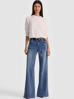 Alice and Olivia CECILIE CASHMERE CABLEKNIT PULLOVER