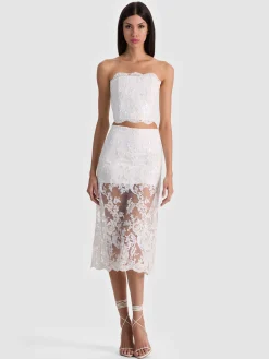 Alice and Olivia CERESI EMBELLISHED LACE BANDEAU TOP