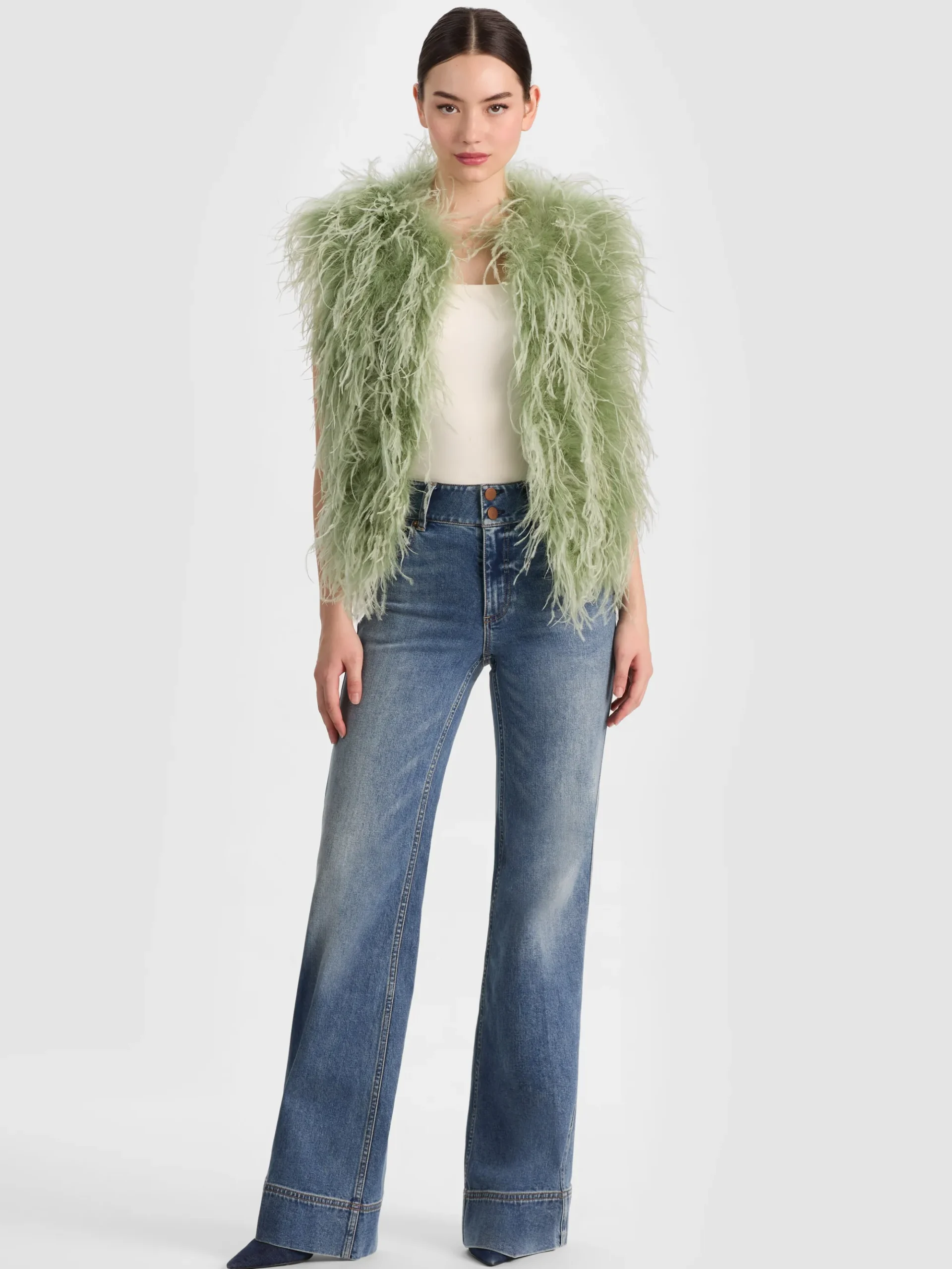 Alice and Olivia CHANDA FEATHERED VEST