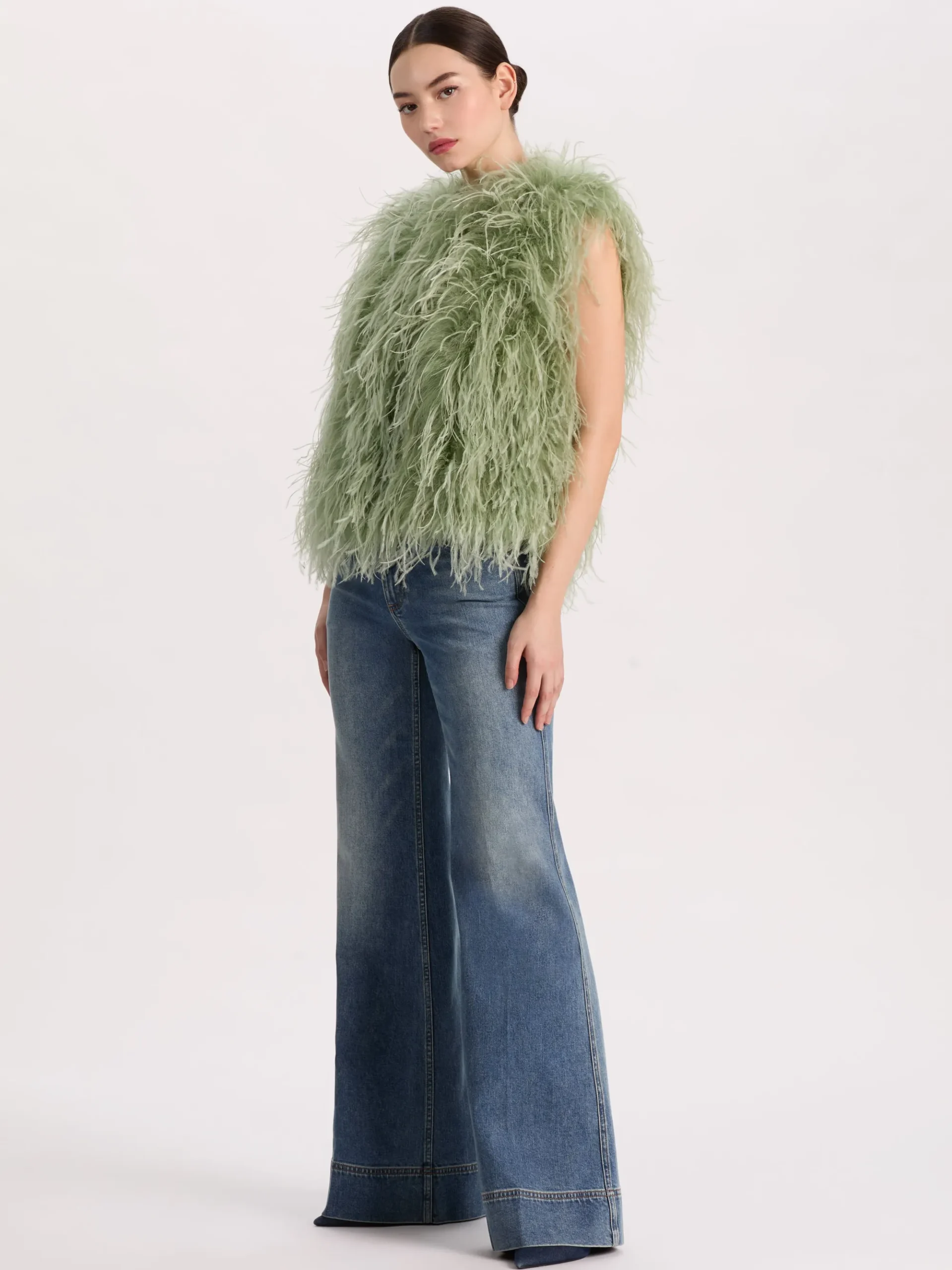 Alice and Olivia CHANDA FEATHERED VEST