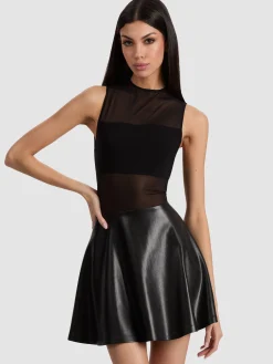 Alice and Olivia CHARA VEGAN MINI DRESS