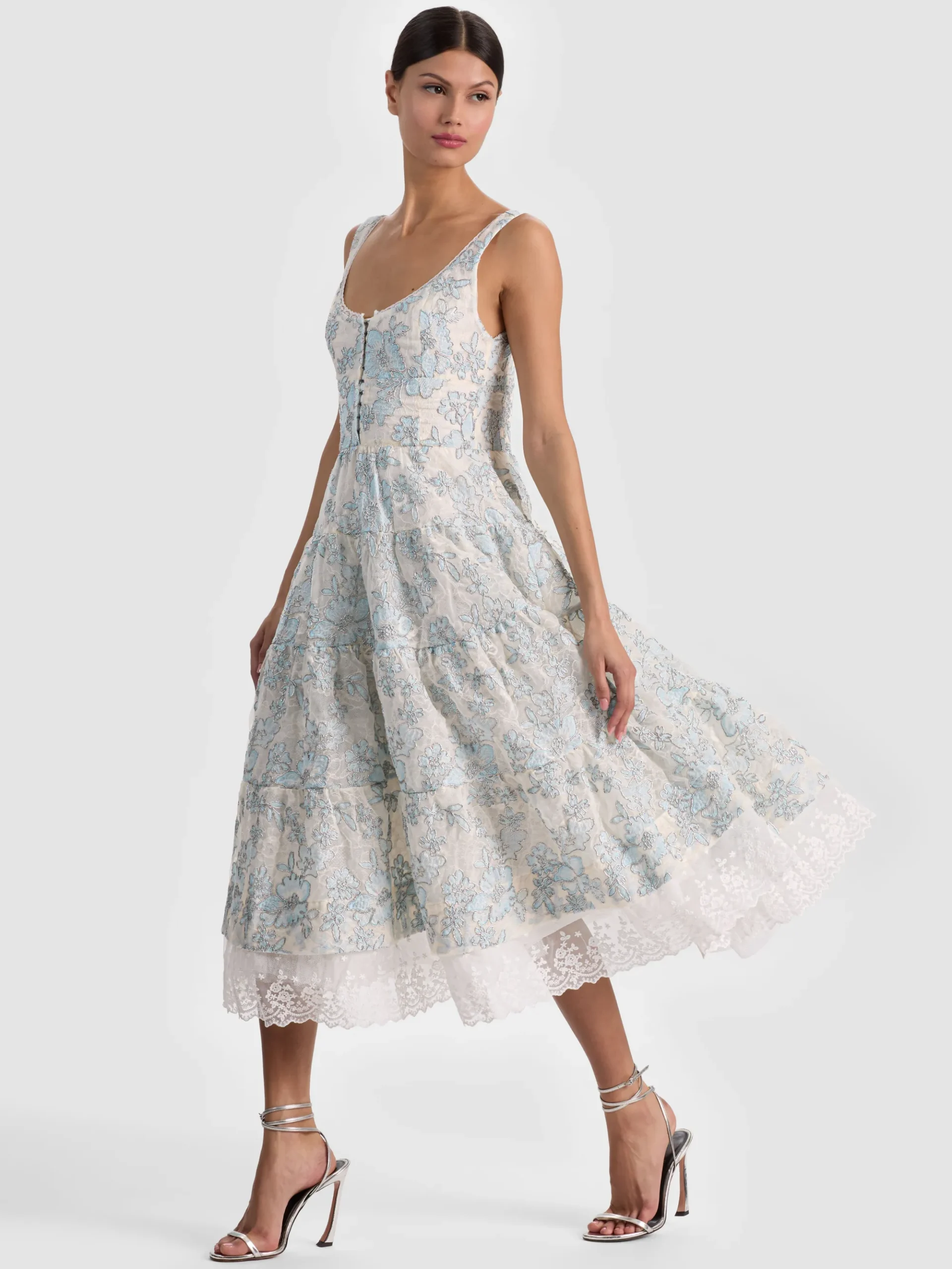 Alice and Olivia CHARLOTTE LACE MIDI DRESS