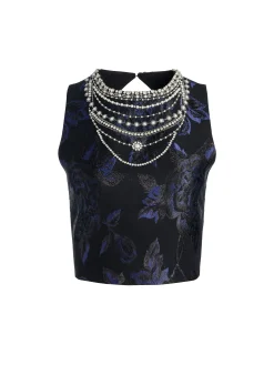 Alice and Olivia CHERRA EMBELLISHED CROP TOP