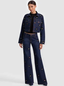 Alice and Olivia CHLOE EMBELLISHED DENIM JACKET