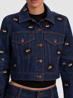 Alice and Olivia CHLOE EMBELLISHED DENIM JACKET