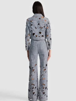 Alice and Olivia CHLOE LASER-CUT DENIM JACKET