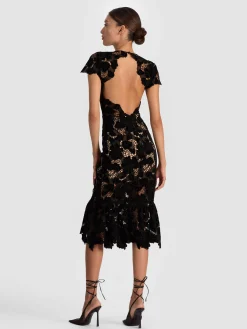 Alice and Olivia CLOVER OPEN BACK MIDI DRESS