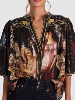 Alice and Olivia CORA BUTTON DOWN BLOUSE