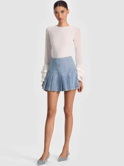 Alice and Olivia DELAINA TOP WITH RUFFLE CUFF