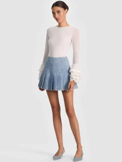 Alice and Olivia DELAINA TOP WITH RUFFLE CUFF