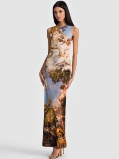 Alice and Olivia DELORA OPEN BACK MAXI DRESS