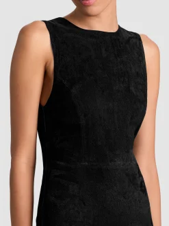 Alice and Olivia DELORA SUEDE MIDI DRESS