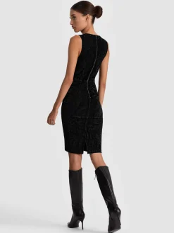 Alice and Olivia DELORA SUEDE MIDI DRESS