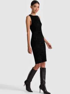 Alice and Olivia DELORA SUEDE MIDI DRESS