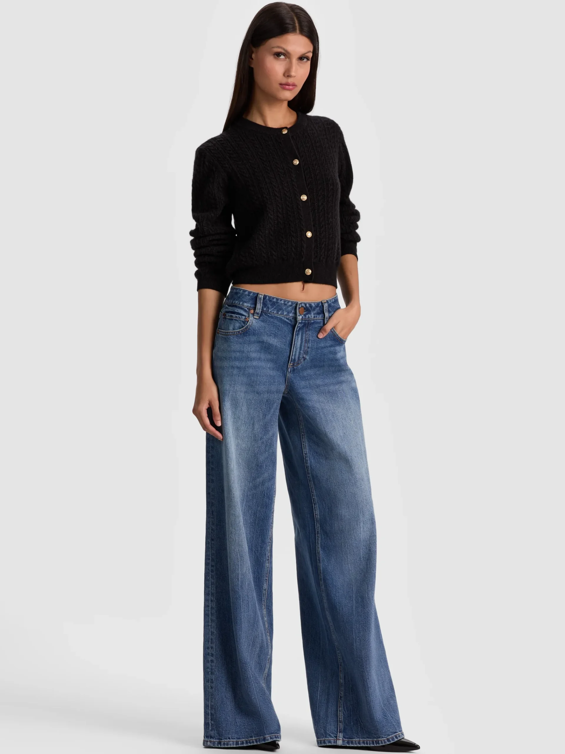 Alice and Olivia DOLLIE CASHMERE CABLEKNIT CARDIGAN