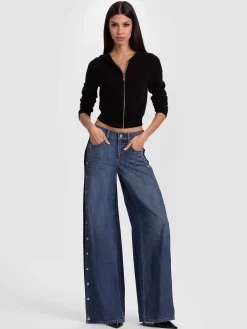 Alice and Olivia DOLLIE CASHMERE ZIP-UP HOODIE