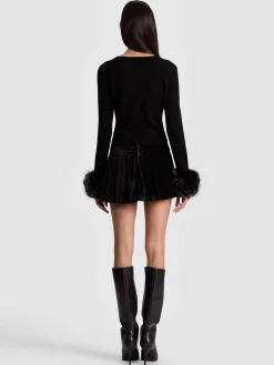 Alice and Olivia DOLLIE FAUX FUR CUFF CARDIGAN