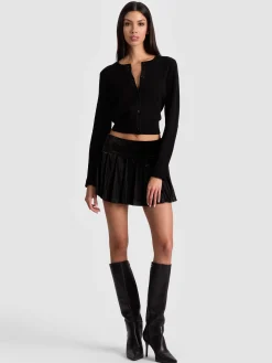 Alice and Olivia DOLLIE FAUX FUR CUFF CARDIGAN