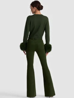 Alice and Olivia DOLLIE FAUX FUR CUFF CARDIGAN