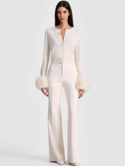 Alice and Olivia DOLLIE FAUX FUR CUFF CARDIGAN