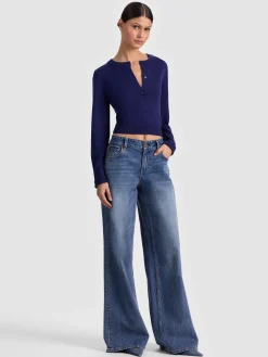 Alice and Olivia DOLLIE FAUX FUR CUFF CARDIGAN