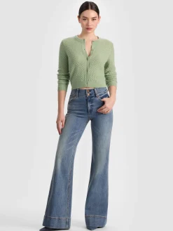 Alice and Olivia DOLLIE POINTELLE CASHMERE CARDIGAN