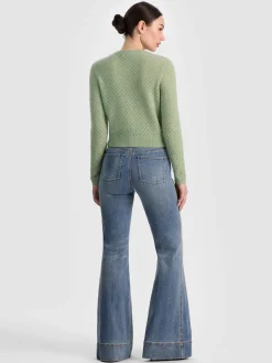 Alice and Olivia DOLLIE POINTELLE CASHMERE CARDIGAN