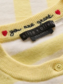 Alice and Olivia DOLLIE STRIPED CASHMERE CARDIGAN